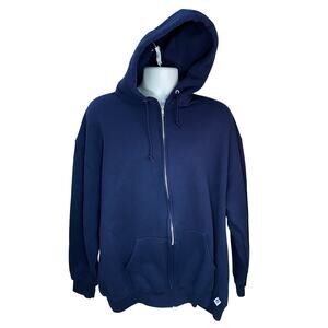 Vintage Russell Athletic Hoodie – Men’s 3XL, Navy Blue, 90s Y2K Era
